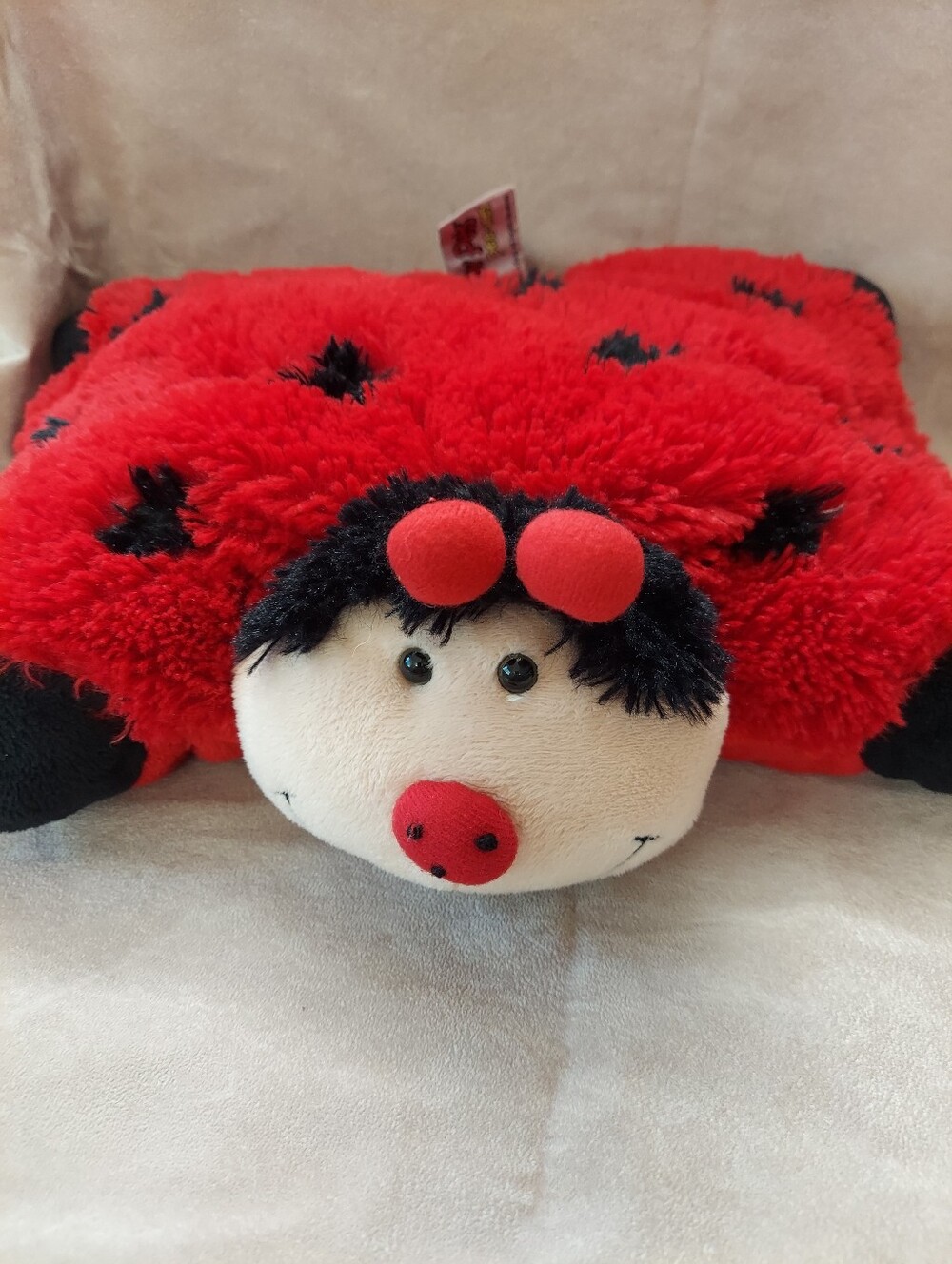 Pillow Pets Pee Wees Ms. Lady Bug Plush Stuffed Animal Pillow 2010 Red Black 11"